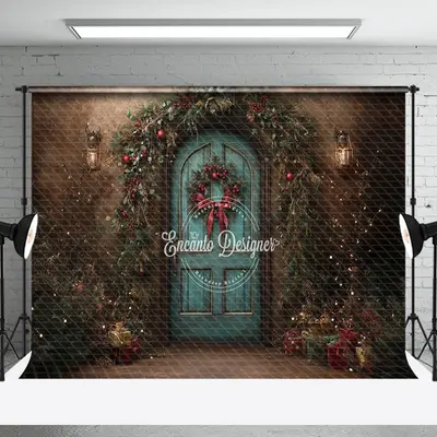 Aperturee Shabby Retro Wall Wood Door Leaf Christmas Backdrop - Aperturee