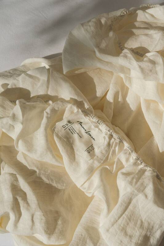 Linen fitted sheet in White | Size: EU Full