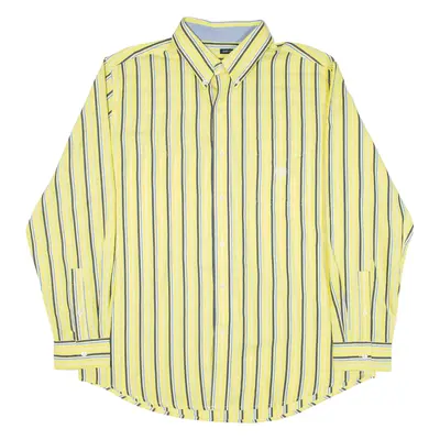 CHAPS Mens Shirt Yellow Striped Long Sleeve L