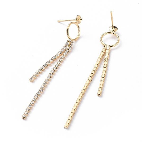 Brass Cubic Zirconia Tassels Stud Earring Findings