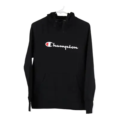 Champion Spellout Hoodie - Medium Black Cotton Blend