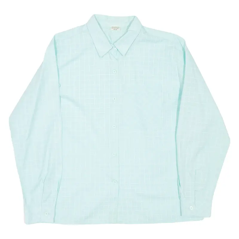 Mens Shirt Blue Check Long Sleeve L