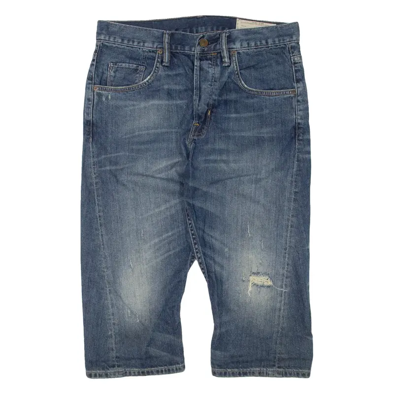 ALL SAINTS Distressed Womens Jorts Shorts Blue M W32