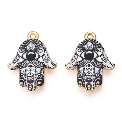 Printed Light Gold Tone Alloy Pendants