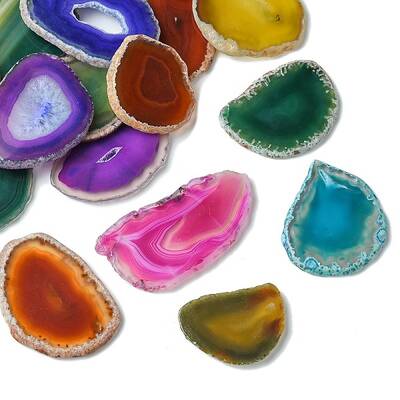 Mixed Electroplate Gemstone Natural Agate Slices