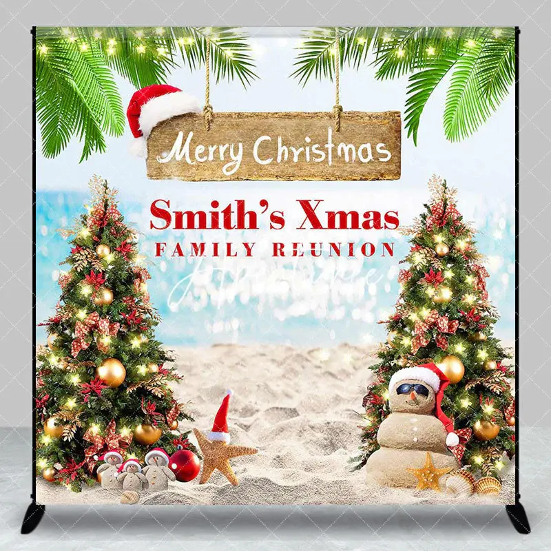 Aperturee Summer Christmas Custom Name Family Reunion Backdrop, 3X3FT(1X1M), 15 USD, custom family reunion backdrops, DZDMHD0...
