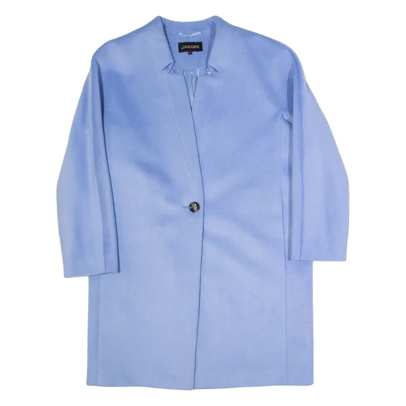 JAEGER Womens Overcoat Jacket Blue Wool UK 10