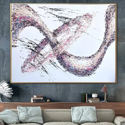 Abstract Wave Painting on Canvas Pink Wall Art Personalized Artwork 30x40 Art Impasto Oil Painting Aesthetic Wall Art above B...