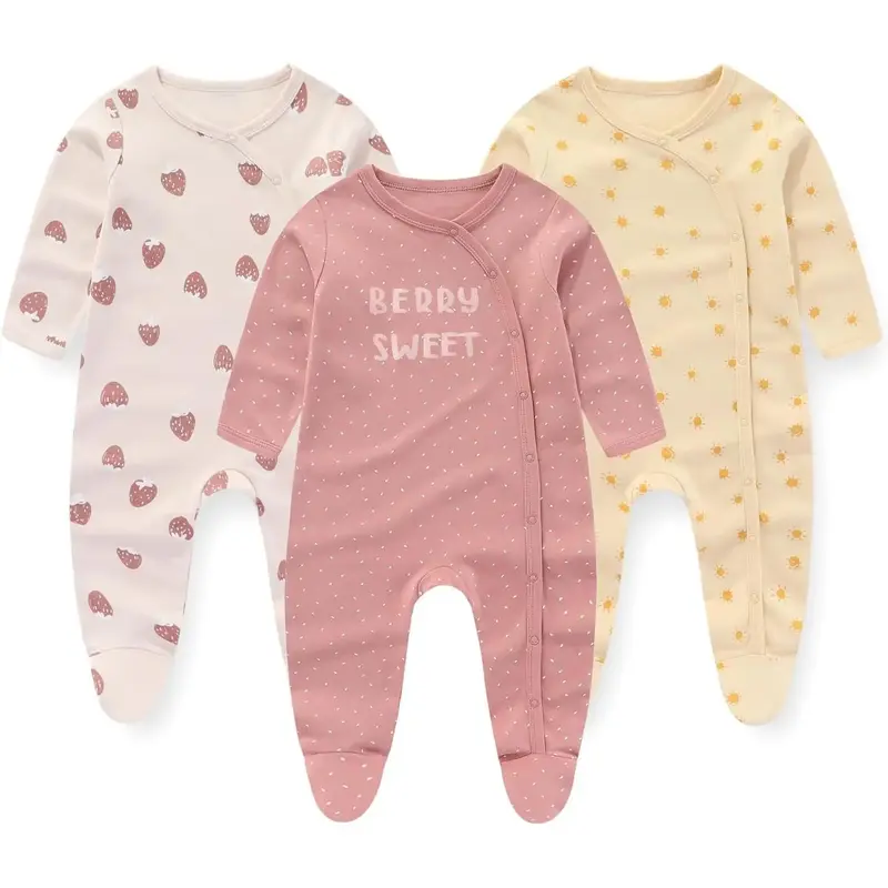 Fashion 3 Pack Baby Boy Girl Footies Rompers Cotton Long Sleeve Infant Jumpsuits 0-12Months Newborn Outfits baby romper