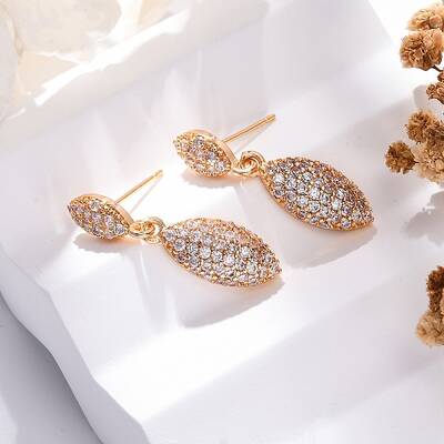 Brass Micro Pave Cubic Zirconia Stud Earrings