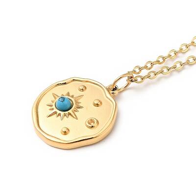 Synthetic Turquoise Pendant Necklace