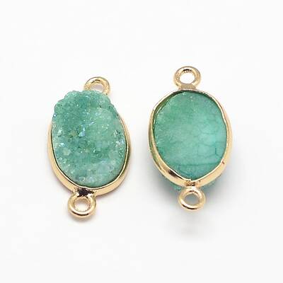 Electroplate Natural Druzy Crystal Links connectors
