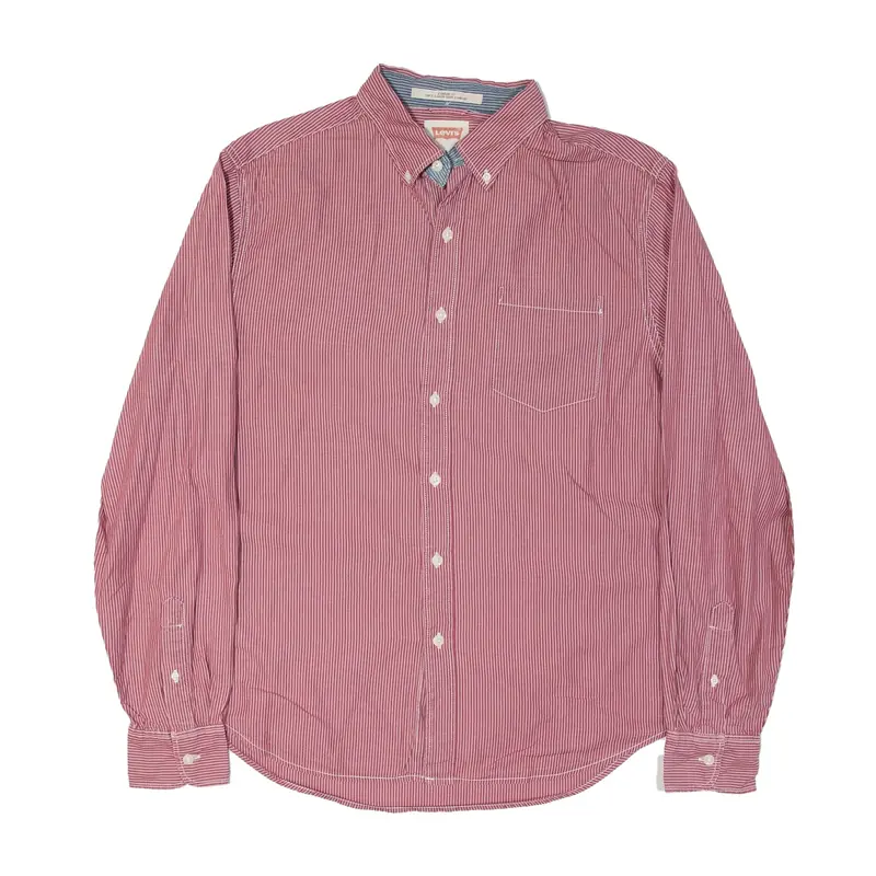 LEVI'S Standard Fit Shirt Red Pinstripe Long Sleeve Mens M