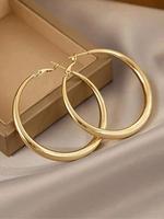 Simple Geometric Round Design Hoop Earrings, Mother's Day Gift, Fashion Alloy Ear Piercing Jewelry for Women and Girls, Casu...