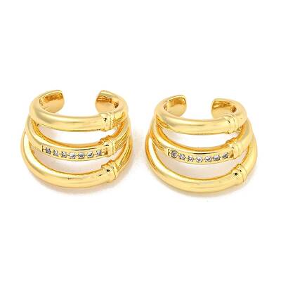 Brass Micro Pave Cubic Zirconia Cuff Earrings