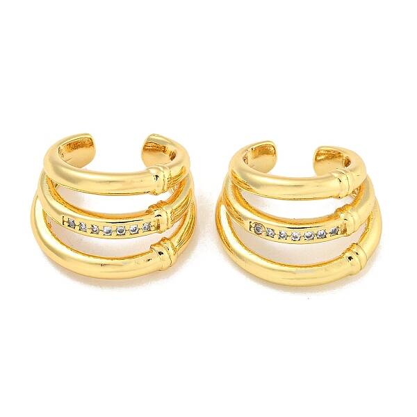 Brass Micro Pave Cubic Zirconia Cuff Earrings