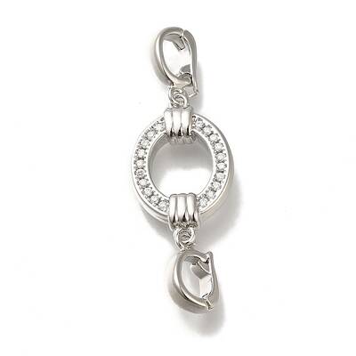 Brass Micro Pave Clear Cubic Zirconia Fold Over Clasps