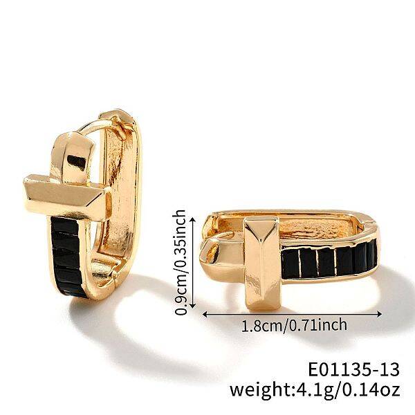 Geometric U-shaped Brass Hoop Earrings for Women