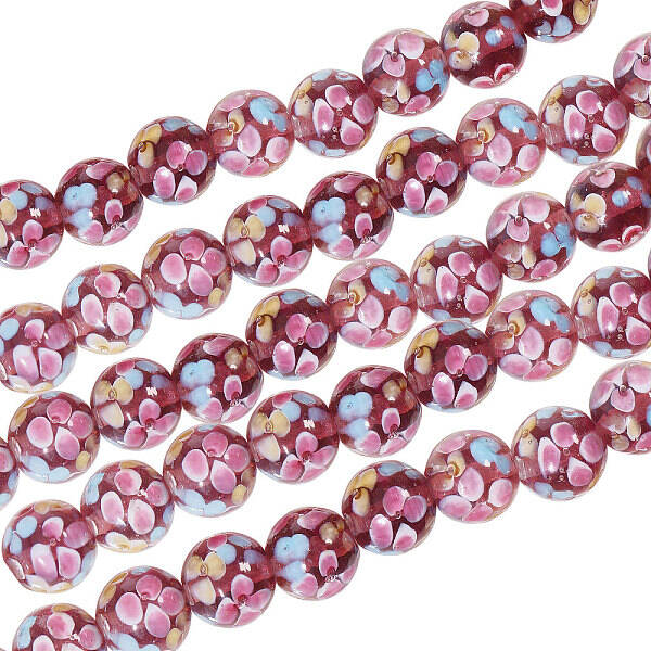 30Pcs Luminous Handmade Gold Sand Lampwork Beads