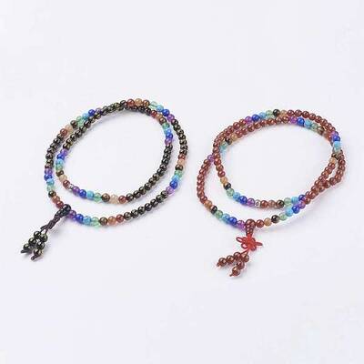 Natural Agate Mala Beads Necklaces