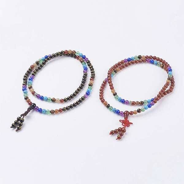 Natural Agate Mala Beads Necklaces