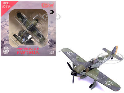 Focke-Wulf Fw 190A Aircraft Black 13, 8./JG 2 Richthofen, France (1943) German Luftwaffe 1/72 Diecast Model Airplane by Leg...