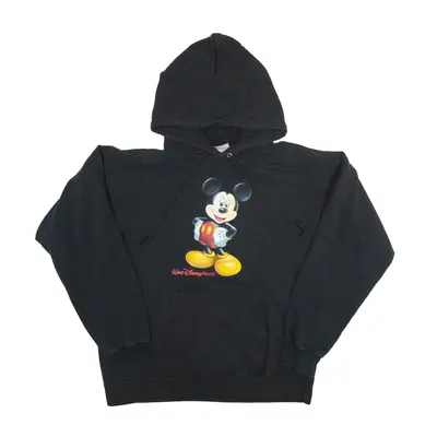 DISNEY Mickey Mouse Hoodie Black Pullover Womens S