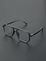 Clear Lenses Eyeglasses for Men and Women, Fashion Square Frame Anti-blue Light Lenses Eyeglasses for Everyday Use, Double Br...