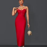 Tube Me Dress Summer Fashionable Sleeveless Bandage Tube Dress in Red/Blue for Women's Wear Summer Wear