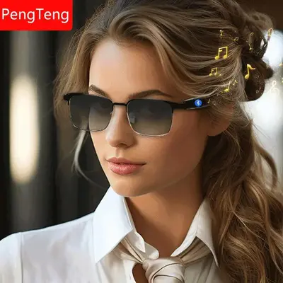 PengTeng Smart Glasses, Fashionable Touch Control Smart Glasses with Audio Call Voice Assistant, Color Changing Lenses Glasse...