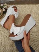 Women's Fashionable Bowknot Design Wedge Sandals, Casual Comfortable Platform Sandals for Beach, Fashionable Shoes for Daily ...