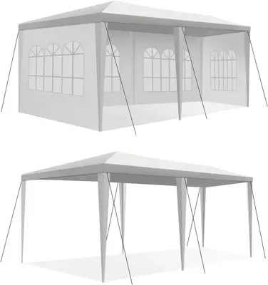 Canopy Tent, 10'x20' Patio Gazebo,Wedding Party Tent, 4 Removable Sidewalls for Outdoor Backyard Wedding BBQ Camping(White)