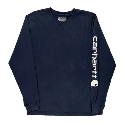 Carhartt Long Sleeve T-Shirt - Small Navy Cotton