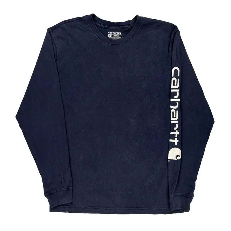 Carhartt Long Sleeve T-Shirt - Small Navy Cotton