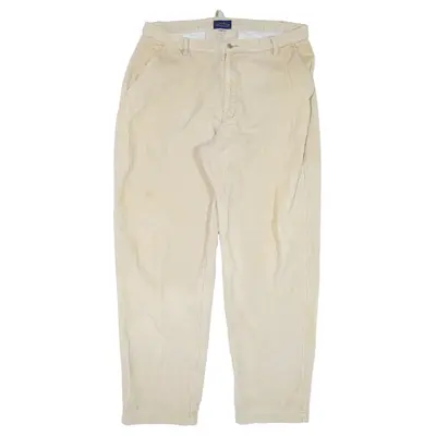 CLUB ROOM Corduroy Trousers Beige Relaxed Tapered Mens W36 L32