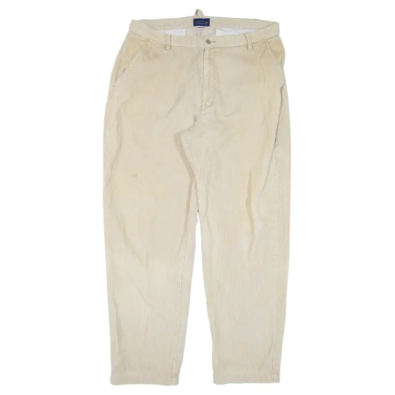 CLUB ROOM Corduroy Trousers Beige Relaxed Tapered Mens W36 L32