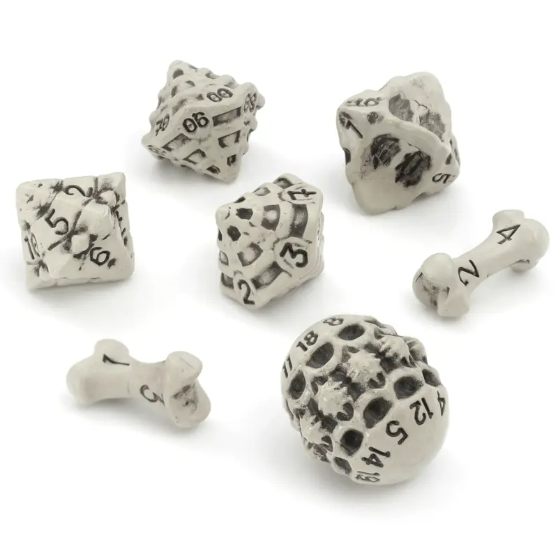 LYNX Skull & Bone Dice Set - HQ Acrylic Dice with Unique Bone Design - For RPGs like Dungeons & Dragons (D&D), Pathfinder | D...