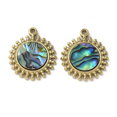 304 Stainless Steel Natural Paua Shell/White Shell Pendants