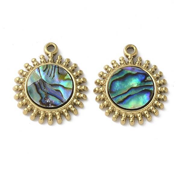 304 Stainless Steel Natural Paua Shell/White Shell Pendants