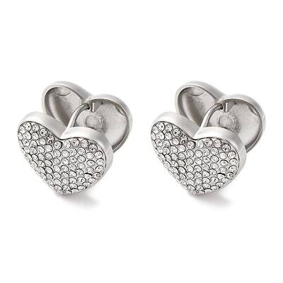 304 Stainless Steel Rhinestone Hoop Earrings for Women