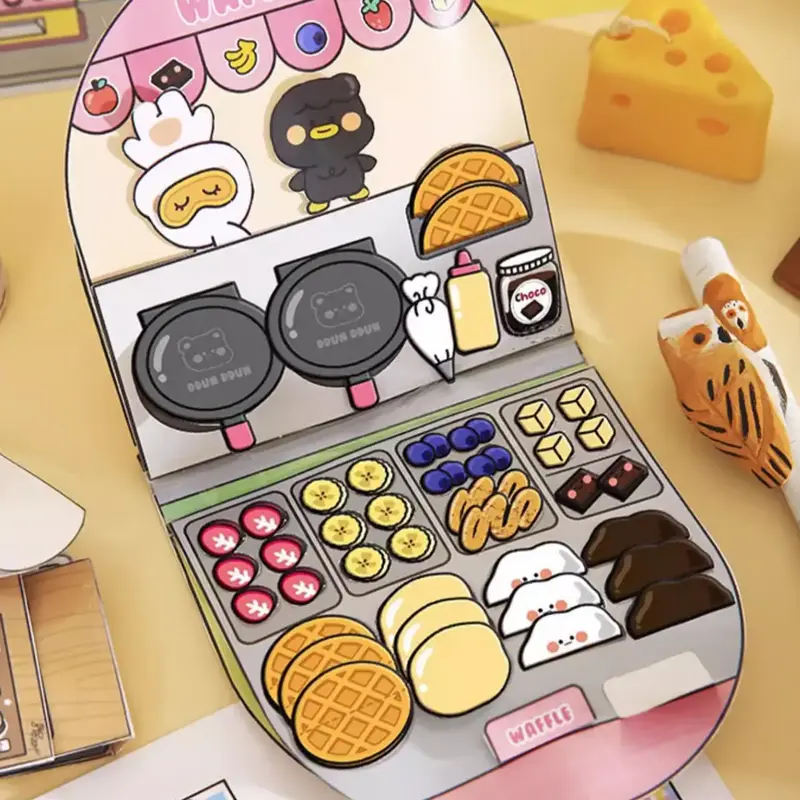 Waffle Design DIY Sticker Book, DIY Waffle Bread Sticker Book Quiet Book for Fun, Craft Project, Decoration for Home, Fun Ha...