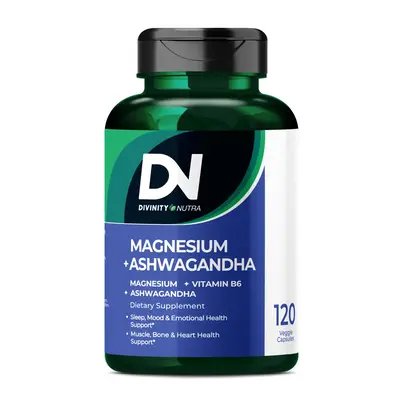 DN Magnesium Ashwagandha Supplements & Vitamin B6, Magnesium Glycinate & Malate, Stress Relief, Sleep & Mood Support, Muscle ...