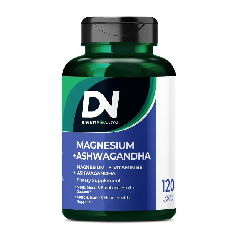 DN Magnesium Ashwagandha Supplements & Vitamin B6, Magnesium Glycinate & Malate, Stress Relief, Sleep & Mood Support, Muscle ...