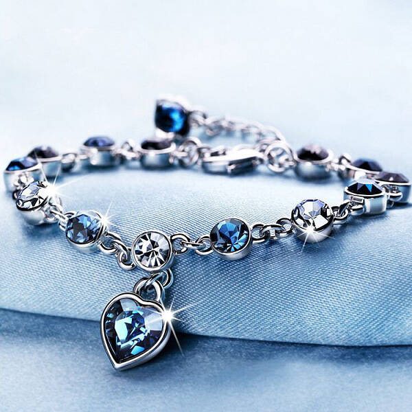 Flat Round Alloy Rhinestone Link Bracelets
