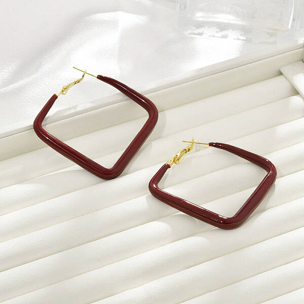 Brass Rhombus Hoop Earrings