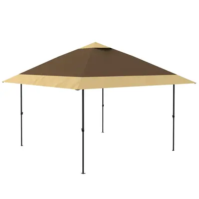 Garvee 13' x 13' Pop-up Gazebo Tent, Outdoor Patio Gazebo Instant Canopy Tent with Double Roof, Khaki & Beige