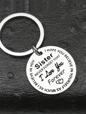 Letter Pattern Slogan Metal Keychain,  Round Shaped Stainless Steel Keychain, Fashion Pendant Accessories for Men & Women, Cr...