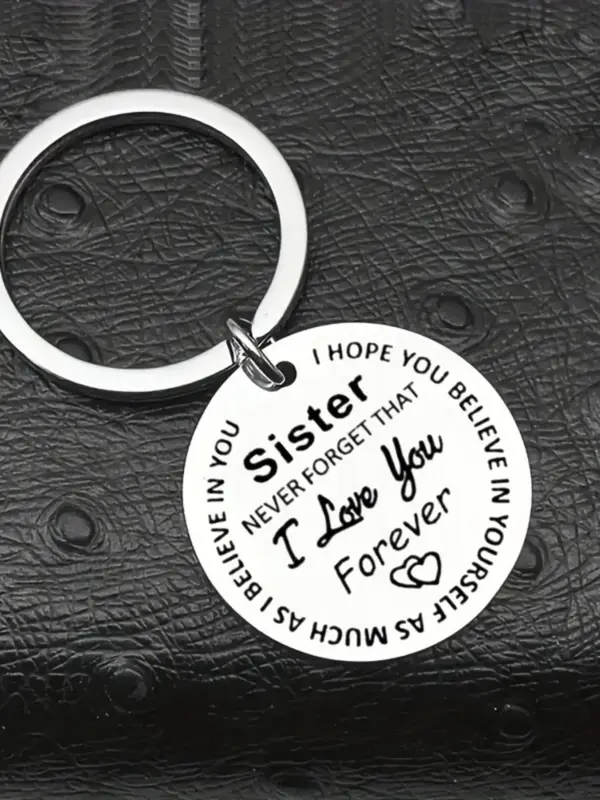 Letter Pattern Slogan Metal Keychain,  Round Shaped Stainless Steel Keychain, Fashion Pendant Accessories for Men & Women, Cr...