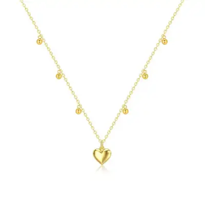 14K Gold Heart Metal Choker Necklace