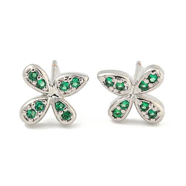 Rack Plating Brass Micro Pave Clear Cubic Zirconia Stud Earrings